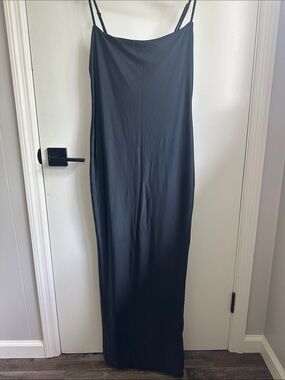 Good American Black Slip Maxi Skirt with Spaghetti Straps Size 4